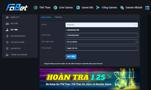 Nạp rút tại Fabet