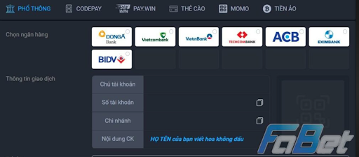 (Nạp tiền tại nhà cái Fabet bằng phương thức phổ thông)
